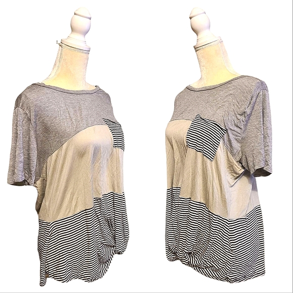 Casual Grey Cropped Knot Front Knit Top - Picture 2 of 3